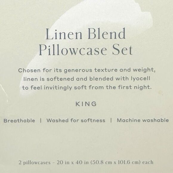 Casaluna Linen Blend Pillowcase Set - King Size - 20” x 40” - 2 Pillowcases - Picture 2 of 3
